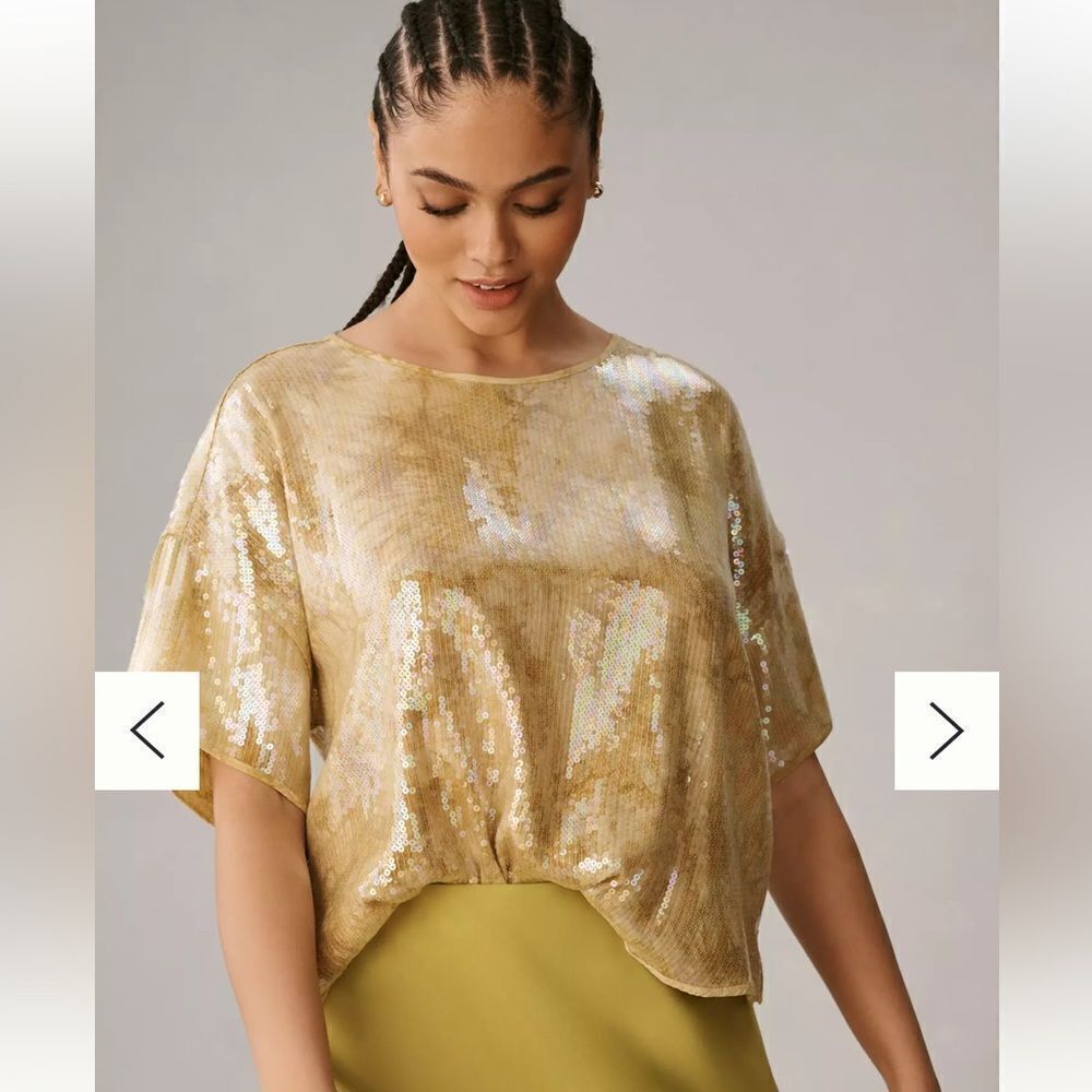 Anthropologie Pilcro Sequin Tech Top Glam Fairy L - Picture 5 of 15